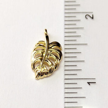 18K Real Gold Plated Hollow Monstera Leaf Charm - Image 2