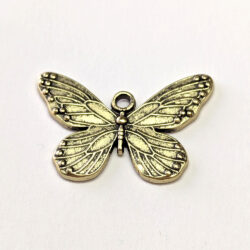 Medium Decorative Wide Wing Butterfly Charm Antique Gold