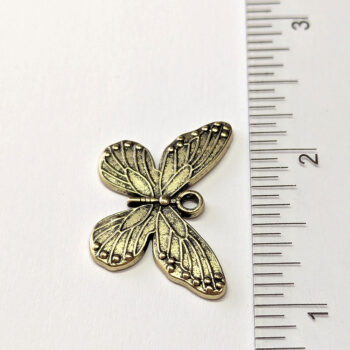Medium Decorative Wide Wing Butterfly Charm Antique Gold - Image 2