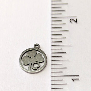 Stainless Steel Heart Four Leaf Clover Charm Silver - Image 2