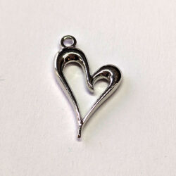 Hollow Angle Heart Charm Silver
