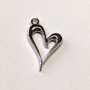 Hollow Angle Heart Charm Silver