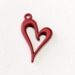 Hollow Angle Heart Charm Red
