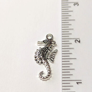 Detailed Seahorse Charm Antique Silver - Image 2