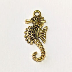 Detailed Seahorse Charm Antique Gold