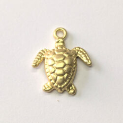 14K Real Gold Plated 3D Matte Sea Turtle Charm