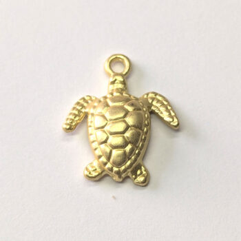 14K Real Gold Plated 3D Matte Sea Turtle Charm