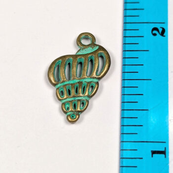 Hollow Tulip Shell Charm Antique Bronze Patina - Image 2
