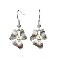 Dainty Silver Rounded Orchid Flower Earrings