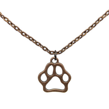 Antique Copper Hollow Dog Paw Print Necklace