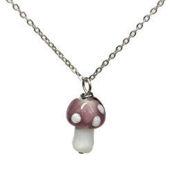 Lilac Purple Lampwork Beads Glass Mushroom Necklace