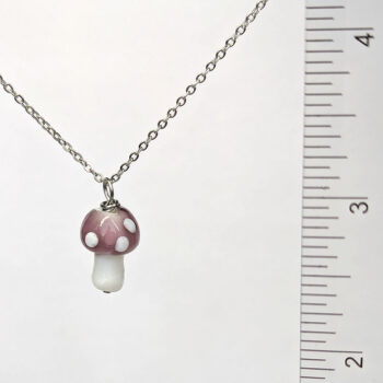 Lilac Purple Lampwork Beads Glass Mushroom Necklace - Image 2