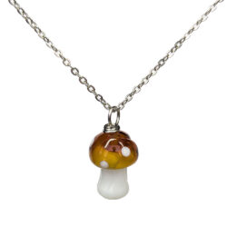Brown Lampwork Beads Glass Mushroom Necklace