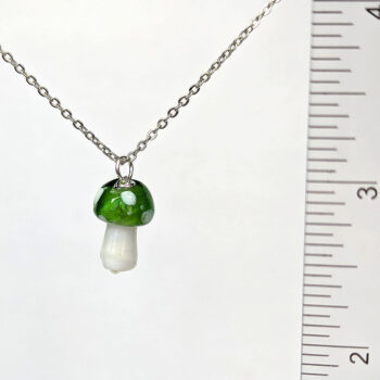 Green Lampwork Beads Glass Mushroom Necklace - Image 2