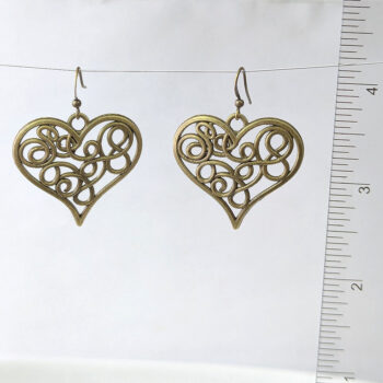 Decorative Hollow Wide Heart Antique Bronze Earrings - Image 2