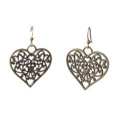 Decorative Hollow Cutout Heart  Antique Bronze Earrings