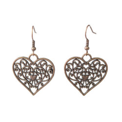 Decorative Hollow Cutout Heart  Antique Copper Earrings