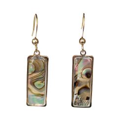 Gold Rectangle Abalone Resin Shell Stainless Steel Earrings
