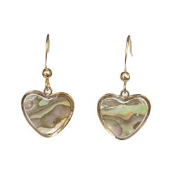 Gold Heart Abalone Resin Shell Stainless Steel Earrings