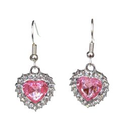 Hollow Heart Pink Rhinestones Earrings