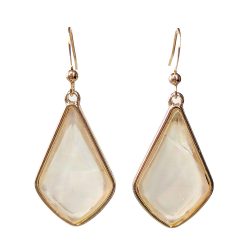 Teardrop Irregular White Abalone Shell Resin Earrings Gold