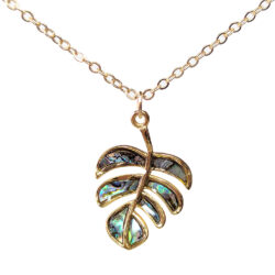 Abalone Leaf Gold Stainless Steel Necklace