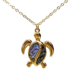 Abalone Sea Turtle Gold Stainless Steel Necklace