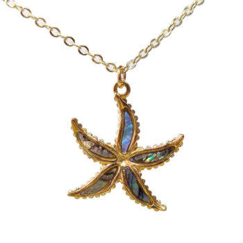 Abalone Starfish Gold Stainless Steel Necklace