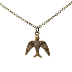 Flying Swallow Bird Antique Bronze Necklace