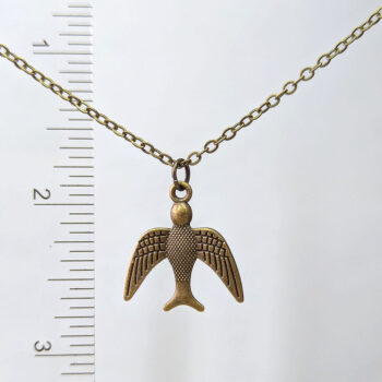 Flying Swallow Bird Antique Bronze Necklace - Image 2