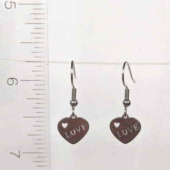 Stainless Steel Delicate LOVE Heart Silver Earrings - Image 2
