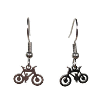 Stainless Steel Delicate Bicycle Bike Charm Silver Earrings