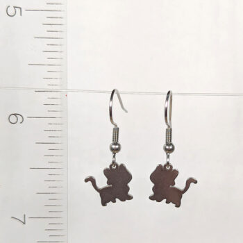 Stainless Steel Delicate Solid Modern Cat Silver Earrings - Image 4