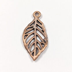 Small Hollow Leaf Charm Antique Copper