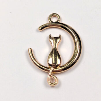 Cat in the Moon Double Sided Charm KC Gold