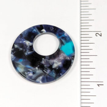 Blue Purple Black Double Circle Round Resin Acrylic Pendant - Image 2