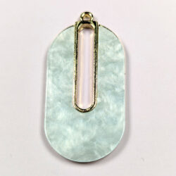 Oval Gold Light Blue Resin Acrylic Pendant