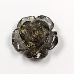 Transparent Rose Acrylic Resin Gold Leaf Black Flower Cabochon