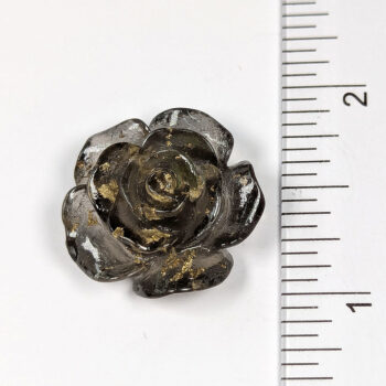 Transparent Rose Acrylic Resin Gold Leaf Black Flower Cabochon - Image 2