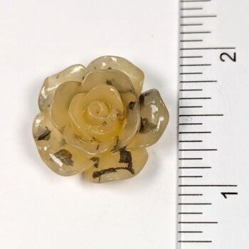 Transparent Rose Acrylic Resin Gold Leaf Yellow Flower Cabochon - Image 2