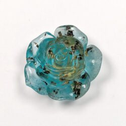 Transparent Rose Acrylic Blue Gold Leaf Resin Flower Cabochon