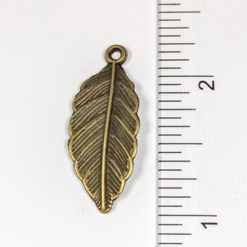 Detailed Oval Leaf Pendant Antique Bronze - Image 2