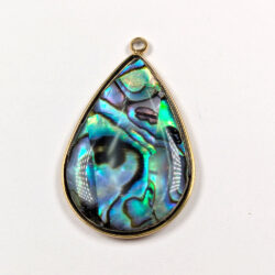 Stainless Steel Gold Abalone Teardrop Pendant