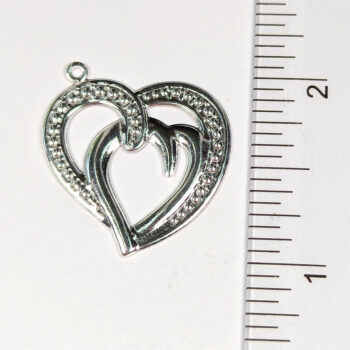 Sterling Silver Plated Large Lightweight Double Heart Pendant - Image 2