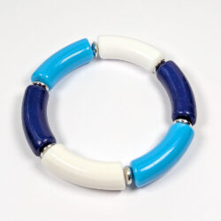 Blue White Navy Chunky Bamboo Slip-on Acrylic Bracelet