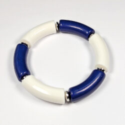 White Navy Chunky Bamboo Slip-on Acrylic Bracelet