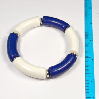 White Navy Chunky Bamboo Slip-on Acrylic Bracelet - Image 3