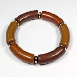 Brown Beige Chunky Bamboo Slip-on Acrylic Bracelet