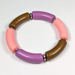 Pink Purple Brown Chunky Bamboo Slip-on Acrylic Bracelet