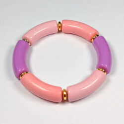 Pink Purple Chunky Bamboo Slip-on Acrylic Bracelet